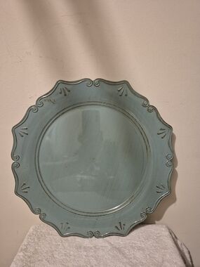 Kirklands Blue Ella Decorative Scalloped Charger Plate